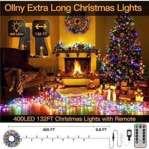 Christmas Lights Outdoor String Lights Plug in 400Led/132ft with Remote
